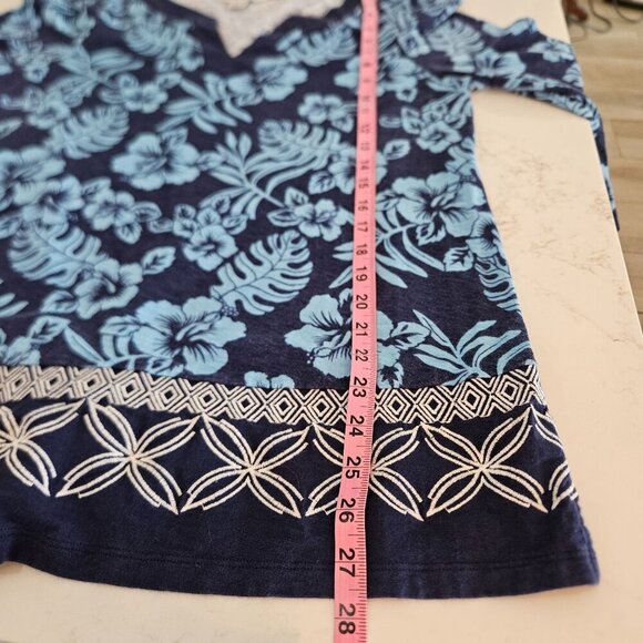Tommy Bahama Floral Embroidered Tunic Hoani Hibiscus Navy Medium Cotton Modal - Picture 11 of 11
